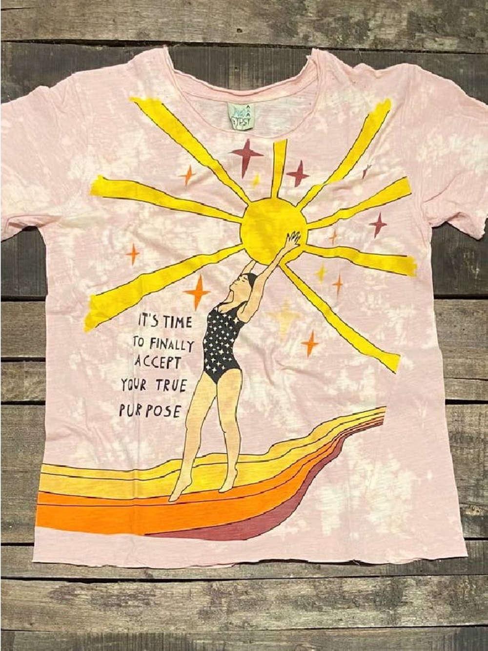 🌙 Jaded Gypsy Moon Dance Tee Pink Graphic Boho S/M